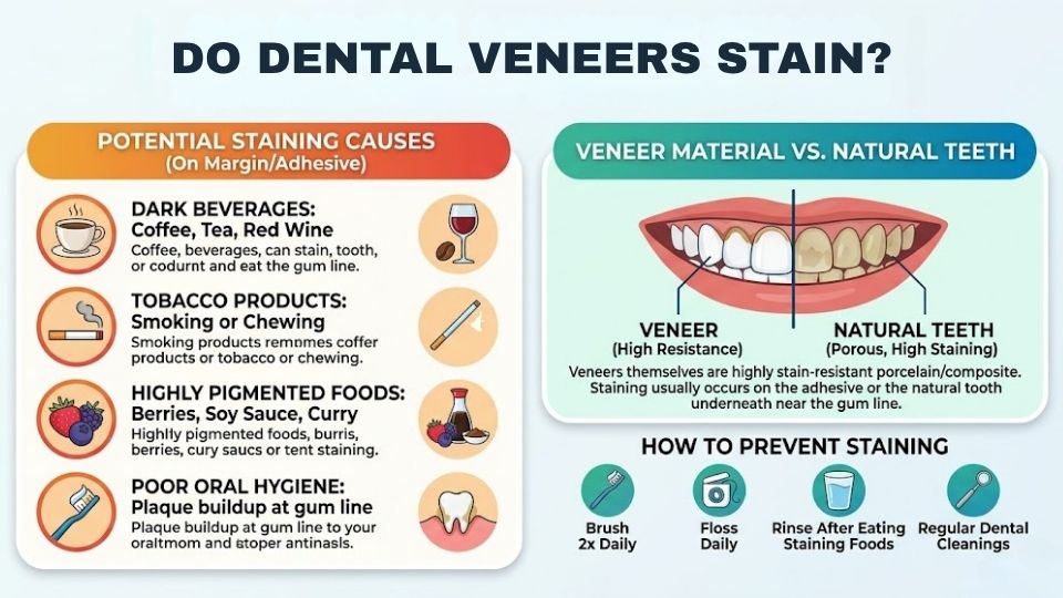 Do Dental Veneers Stain? Porcelain vs Composite, Prevention